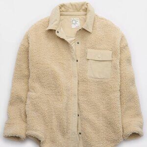 NWT Aerie Sherpa Corduroy Shacket, Soft Oat | Size Medium